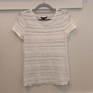 7 For All Mankind Top White Short Sleeve Pointelle Size XS